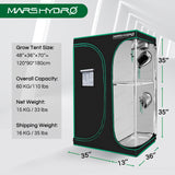 Mars Hydro 120x90x180cm Indoor Grow Tent 2in1 Box Mylar Dark Room for Hydroponics Bud Seed Veg Flower Plant