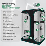 Mars Hydro 150x120x200cm Indoor Grow Tent 2in1 Box Mylar Dark Room for Hydroponics Bud Seed Veg Flower Plant