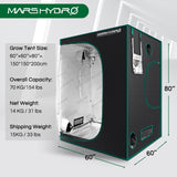 150x150x200cm Portable Grow Tent Silver Mylar Hydroponic Dark Green Room