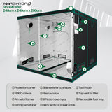 240x240x200cm Portable Grow Tent Silver Mylar Hydroponic Dark Green Room